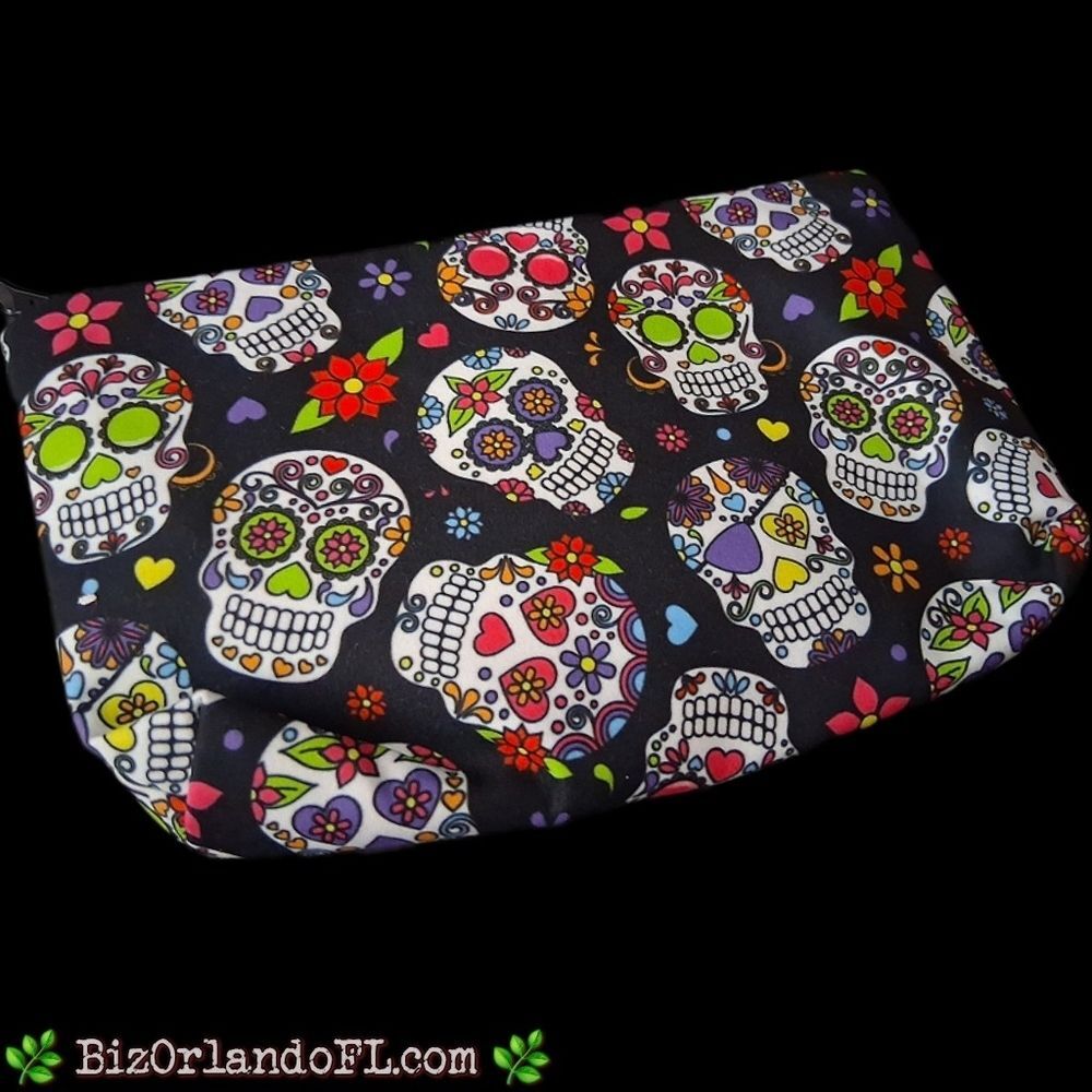 BOUTIQUE: Women's Makeup Bag Sugar Sugar Skull Zip Beauty Accessory Storage NEW
